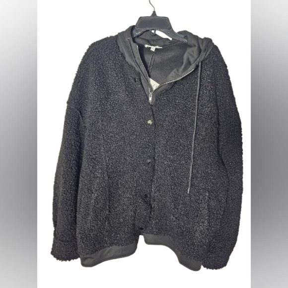 LBLC The Label Cozy Black Sherpa Oversized Jacket Women's Size Large NWT - Picture 1 of 8
